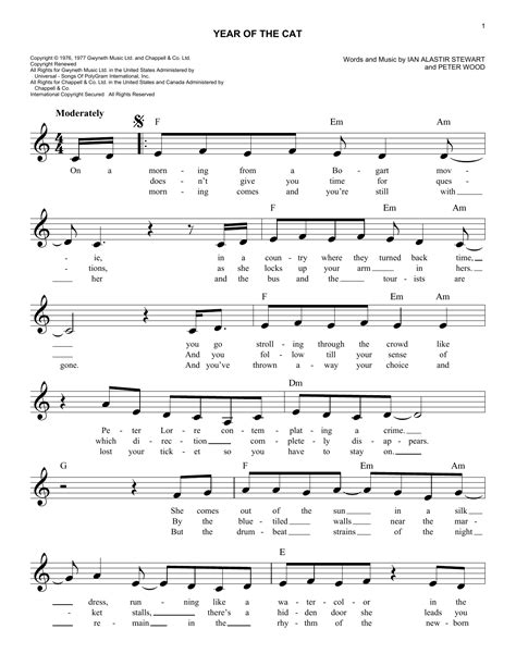 Year Of The Cat by Peter Wood Sheet Music for Easy Lead Sheet / Fake Book at Sheet Music Direct