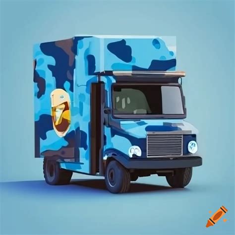 Blue urban camouflage ups truck with an astronaut driver