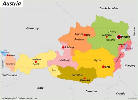 Austria States And Capitals Map - Ontheworldmap.com