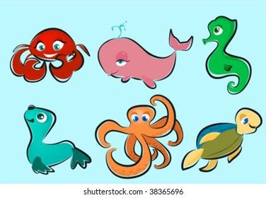 Sea Animals Stock Vector (Royalty Free) 38365696 | Shutterstock