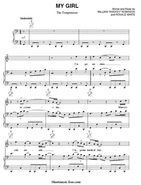 My Girl Sheet Music The Temptations - ♪ SHEETMUSIC-FREE.COM