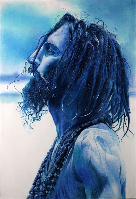 Series: Aghori 07. Naga Sadhu II Pastel on paper 28.5"x40" 2017 Description: Dead to the ties of ...