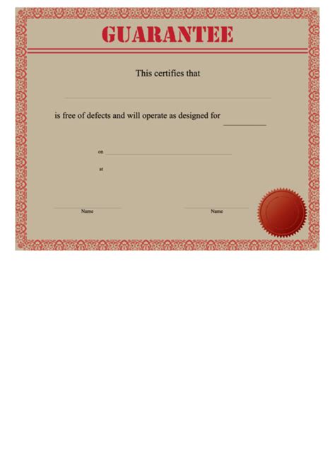 Top Guarantee Certificate Templates free to download in PDF format