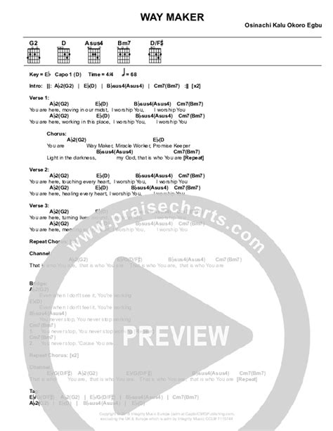 Way Maker Chords PDF (David Leonard) - PraiseCharts