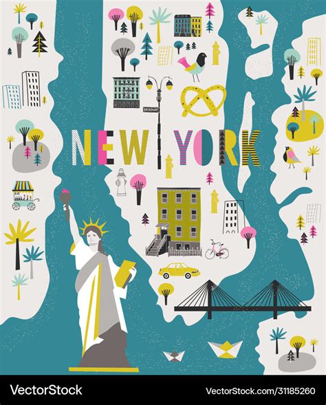 New York City Cartoon Map