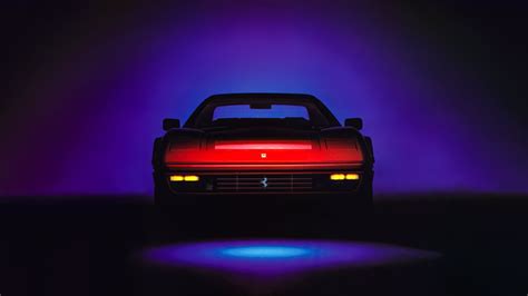 Retrowave, digital, car, cyberpunk, 80s, 5K, artwork, Ferrari, Italian ...