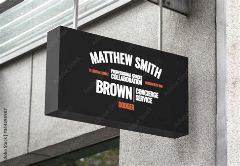 Rectangular Indoor Mounted Entrance Sign Mockup Stock Template | Adobe ...