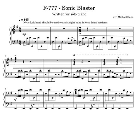 F-777 – “Sonic Blaster” | Solo Piano Sheet Music | (Song from Sonic Wave) | Michael Piano