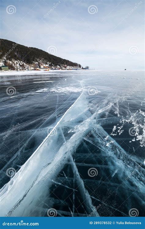 Ice of Lake Baikal stock photo. Image of region, coast - 289378532