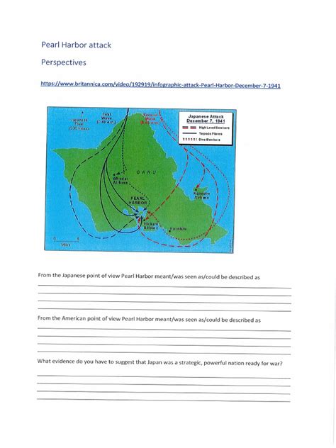 Pearl Harbor Attack Map Worksheet | PDF