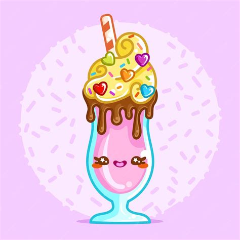 Premium Vector | Cute kawaii strawberry and chocolate milkshake with ...