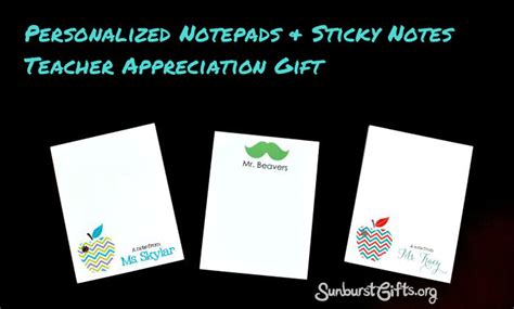 Personalized Notepads & Sticky Notes | Teacher Appreciation Gift - Thoughtful Gifts | Sunburst ...