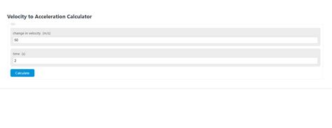 Velocity to Acceleration Calculator - Calculator Academy