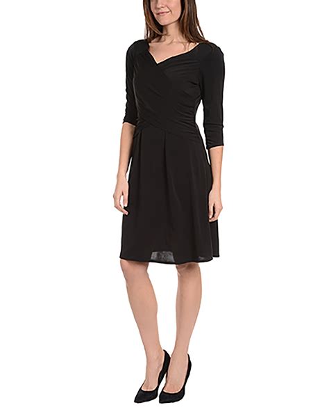 NY Collection - 3/4 Sleeve Cross Ruching Dress - Walmart.com - Walmart.com