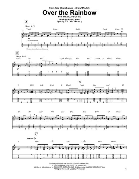 Harold Arlen 'Over The Rainbow (arr. Jake Shimabukuro)' Sheet Music and ...