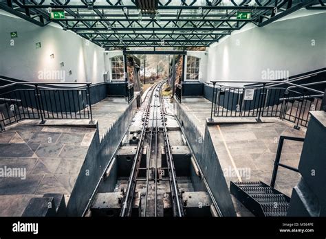 The Floibanen funicular top station Stock Photo - Alamy