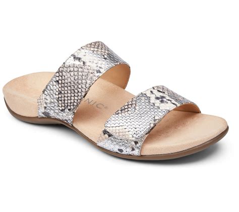 Vionic Leather Slide Sandals - Randi Snake - QVC.com