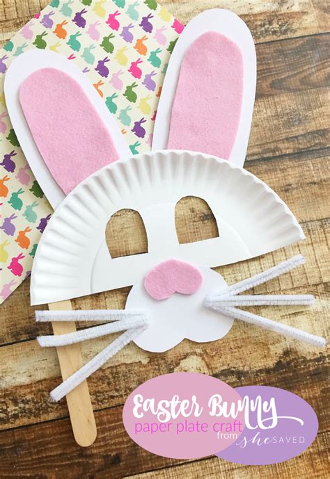 Easter Bunny Paper Plate Mask Craft - Easy Easter Craft