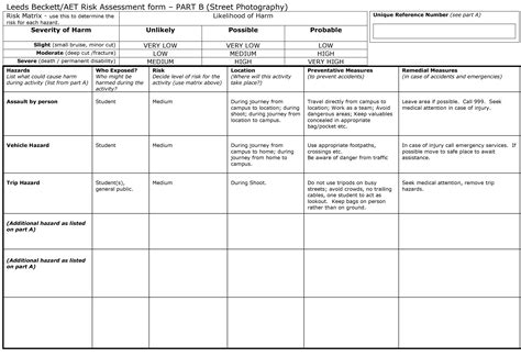 Here Is Our Pre Filled Out Part B Risk Assessment Form For | Free ...