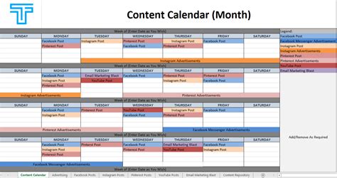 Linkedin Content Calendar Template