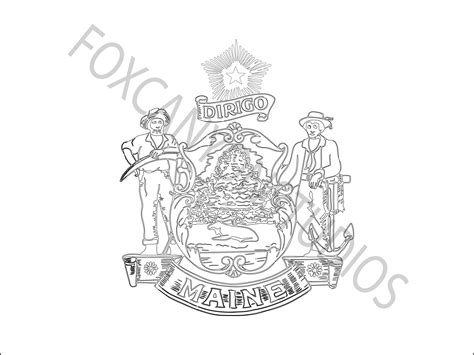 Maine State Flag Coloring Page Coloring Pages