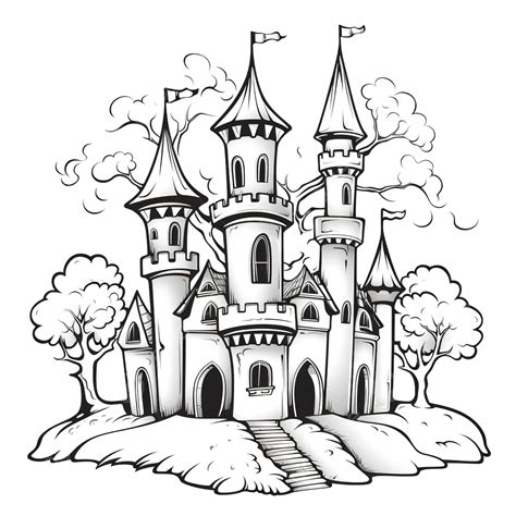 Childrens Coloring Book Illustration Old Halloween Castle, Coloring Book, Kids Coloring, Cartoon ...