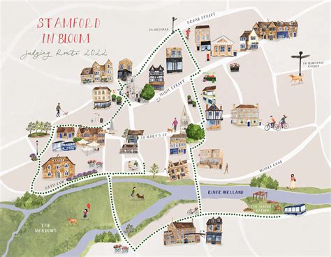 Illustrated map of Stamford In Bloom — Helen Wallace