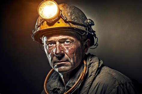 Premium Photo | Portrait of miner wearing helmet with lamp and overalls ...