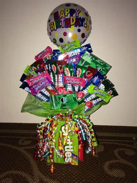 Candy bouquet. Airheads,laffy taffy, skittles and orbit gum. | Candy bouquet, Laffy taffy, Diy ...