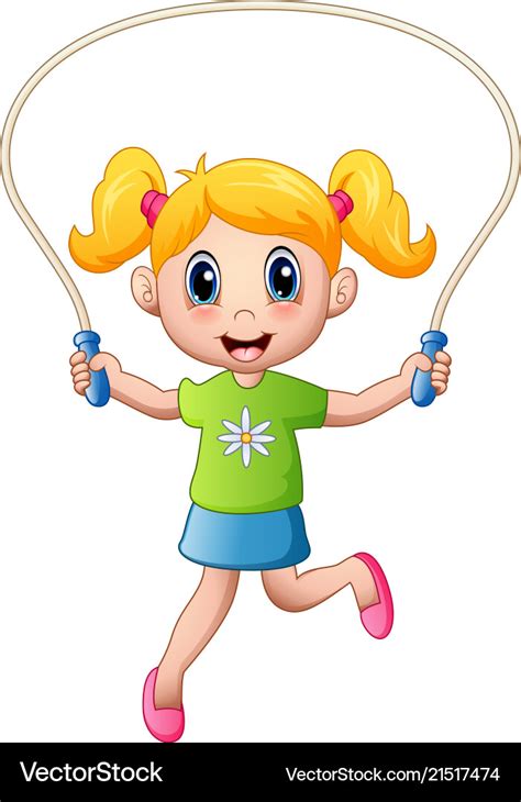 Cartoon little girl playing jumping rope Vector Image