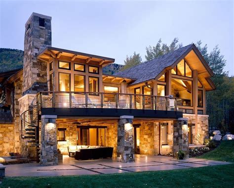 Walkout Basement House Plans for a Rustic Exterior with a Stacked Stone House and Aspen Projects ...