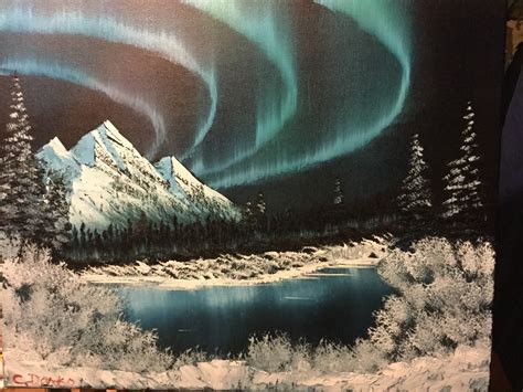 Aurora borealis, oil on canvas, 16x20 : r/Art