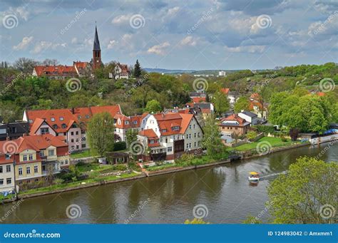 View Over River Saale and Parts of Halle, Saxony. Germany Stock Photo - Image of urban, church ...