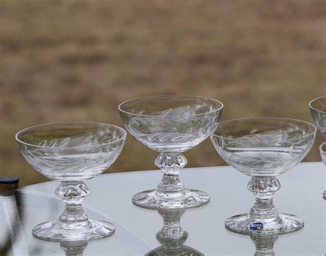 Vintage Crystal Cocktail Martini Glasses, Set of 5, Heisey, Arcadia ...