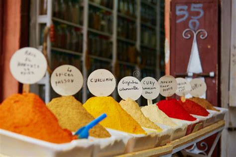 Selection of Spices on a Traditional Moroccan Market Stock Photo ...