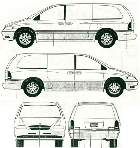 Dodge Grand Caravan 1996 Blueprint - Download free blueprint for 3D modeling