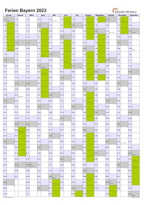 Ferien Bayern 2023 - Ferienkalender Zum Ausdrucken A52