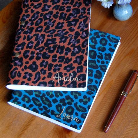 Personalised Leopard Print Refillable Leather Notebook By The British Belt Company ...