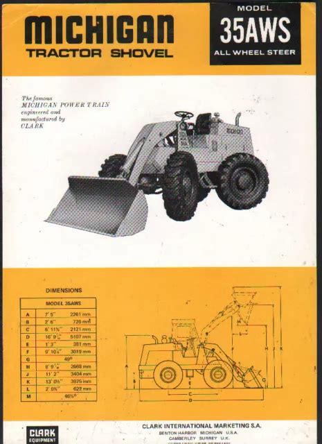 1971 MICHIGAN &MODEL 35AWS" Tractor Loader Shovel Brochure Leaflet £5. ...