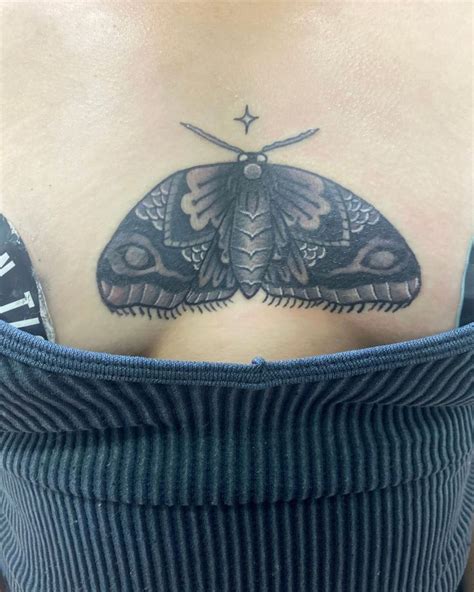 Black and Grey Moth Tattoo By Tristin