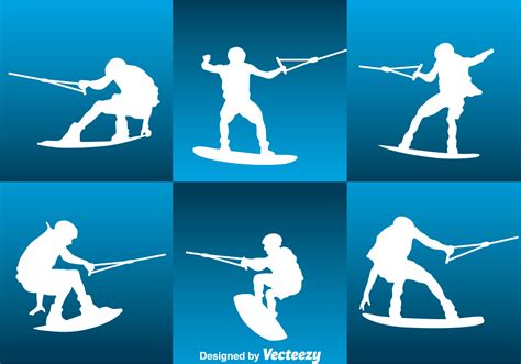 Water Skiing Silhouette Vector Set 127706 Vector Art at Vecteezy