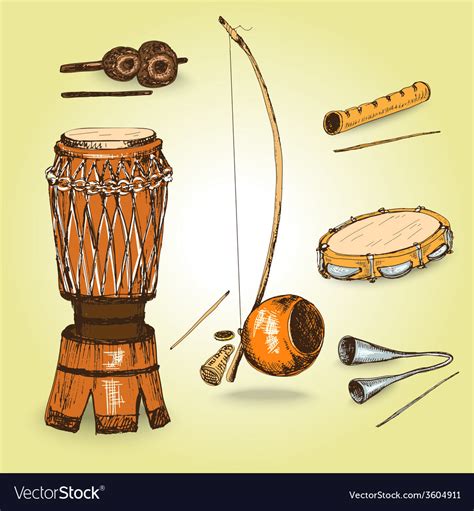 Collection of musical instruments of capoeira Vector Image