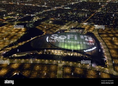 An aerial view of SoFi Stadium, Tuesday, Sept. 14, 2021, in Inglewood ...