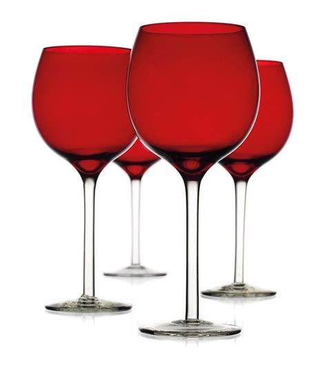 Tuscana Set of 4 Red Colored Goblets - 16 Oz Vintage Wine Glasses on a ...