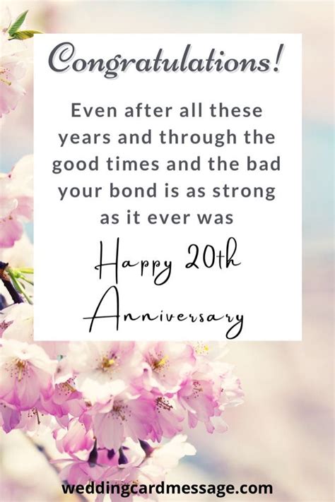 20th Wedding Anniversary Quotes and Wishes - Wedding Card Message ...