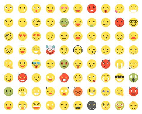 Set of various emoji with different faces and expressions 464821 Vector Art at Vecteezy