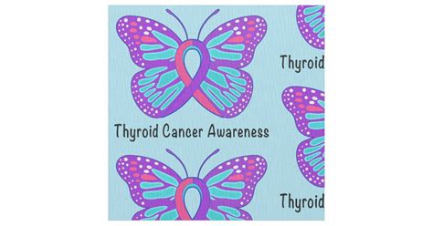 Thyroid Cancer Butterfly Awareness Ribbon Fabric | Zazzle.ca