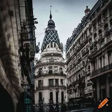 Authentic portrait of historic buildings in buenos aires on a cloudy ...