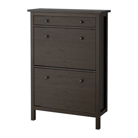 HEMNES Shoe cabinet with 2 compartments, black-brown, 35x50" - IKEA | Hemnes shoe cabinet, Ikea ...