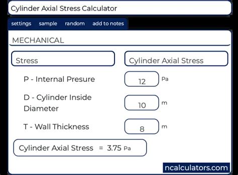 Cylinder Axial (Longitudinal) Stress Calculator